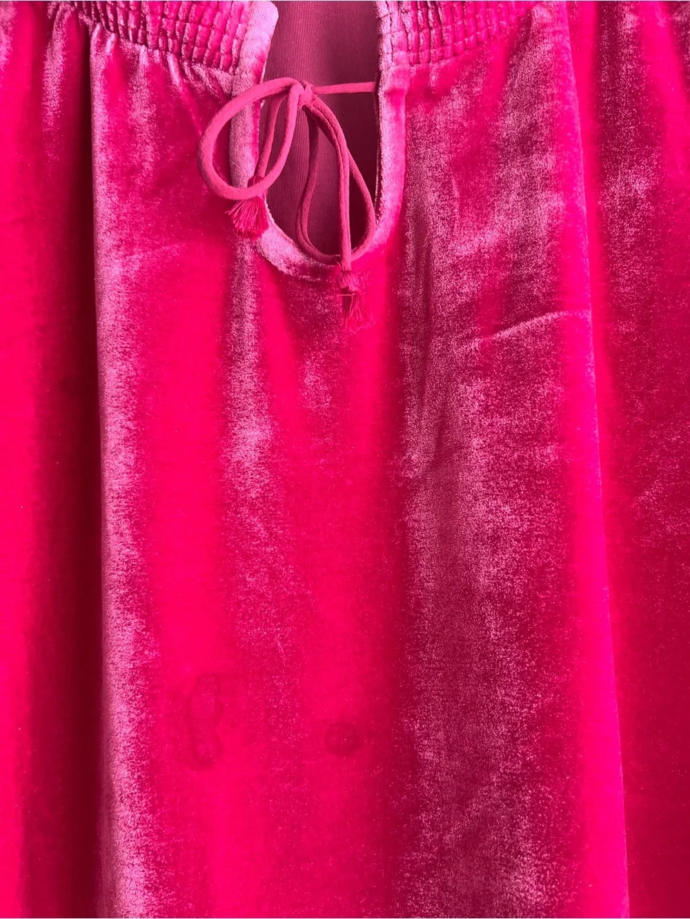 Free People Hot Pink Velvet Peasant Blouse